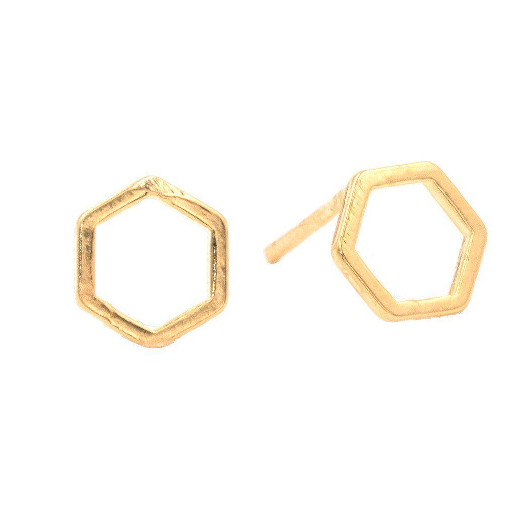 Geometric Hexagon Studs in Gold-Earrings-Waffles & Honey Jewelry-Waffles & Honey Jewelry
