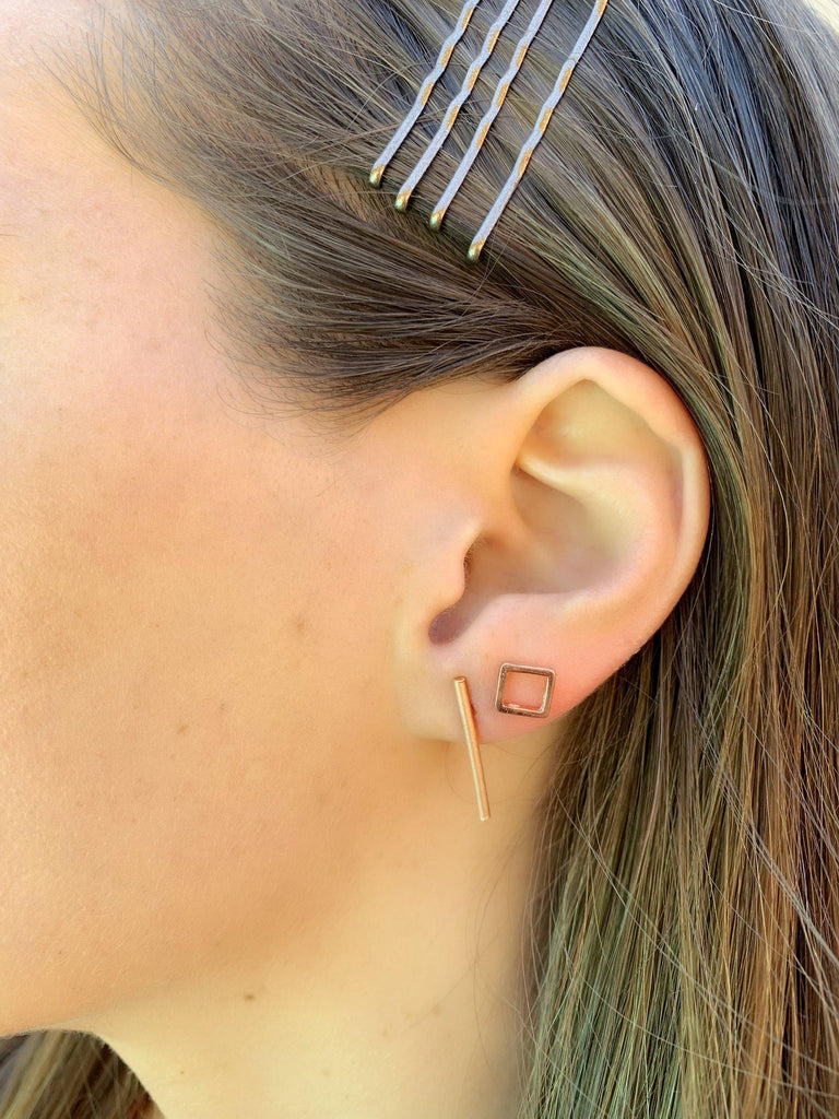 Geometric Hexagon Studs in Rose Gold-Earrings-Waffles & Honey Jewelry-Waffles & Honey Jewelry