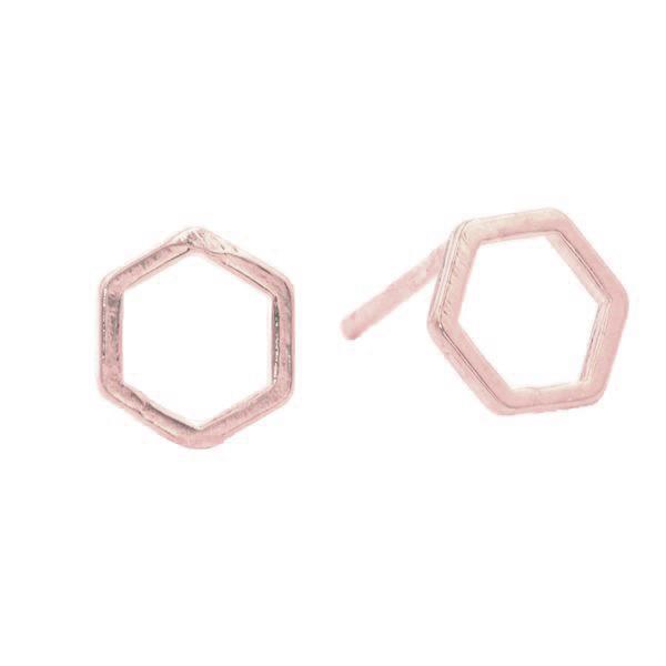 Geometric Hexagon Studs in Rose Gold-Earrings-Waffles & Honey Jewelry-Waffles & Honey Jewelry