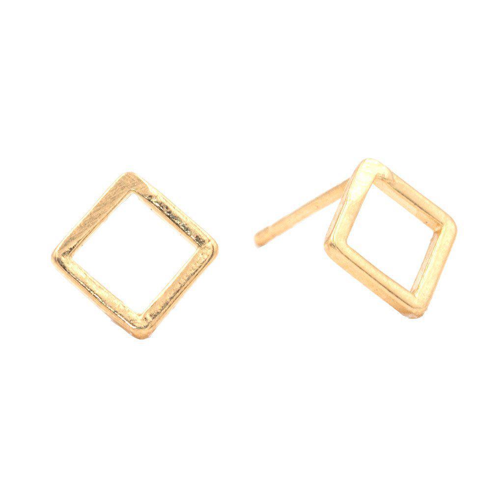 Geometric Square Studs in Gold-Earrings-Waffles & Honey Jewelry-Waffles & Honey Jewelry