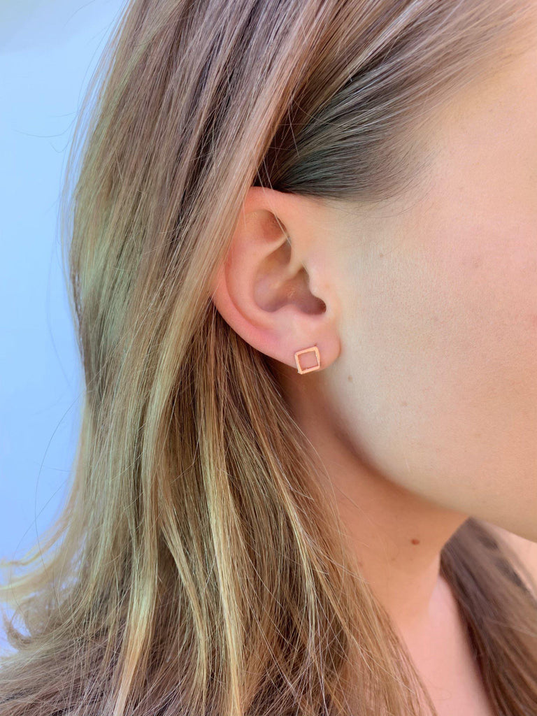 Geometric Square Studs in Rose Gold-Earrings-Waffles & Honey Jewelry-Waffles & Honey Jewelry