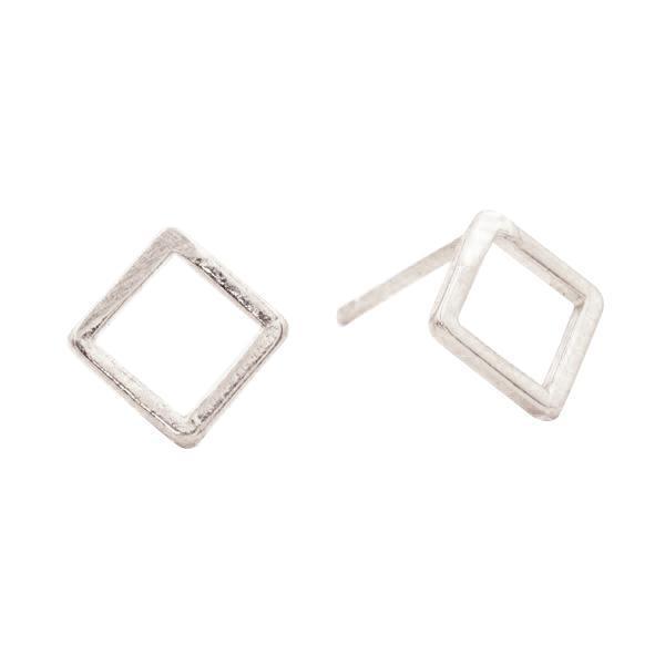 Geometric Square Studs in Silver-Earrings-Waffles & Honey Jewelry-Waffles & Honey Jewelry