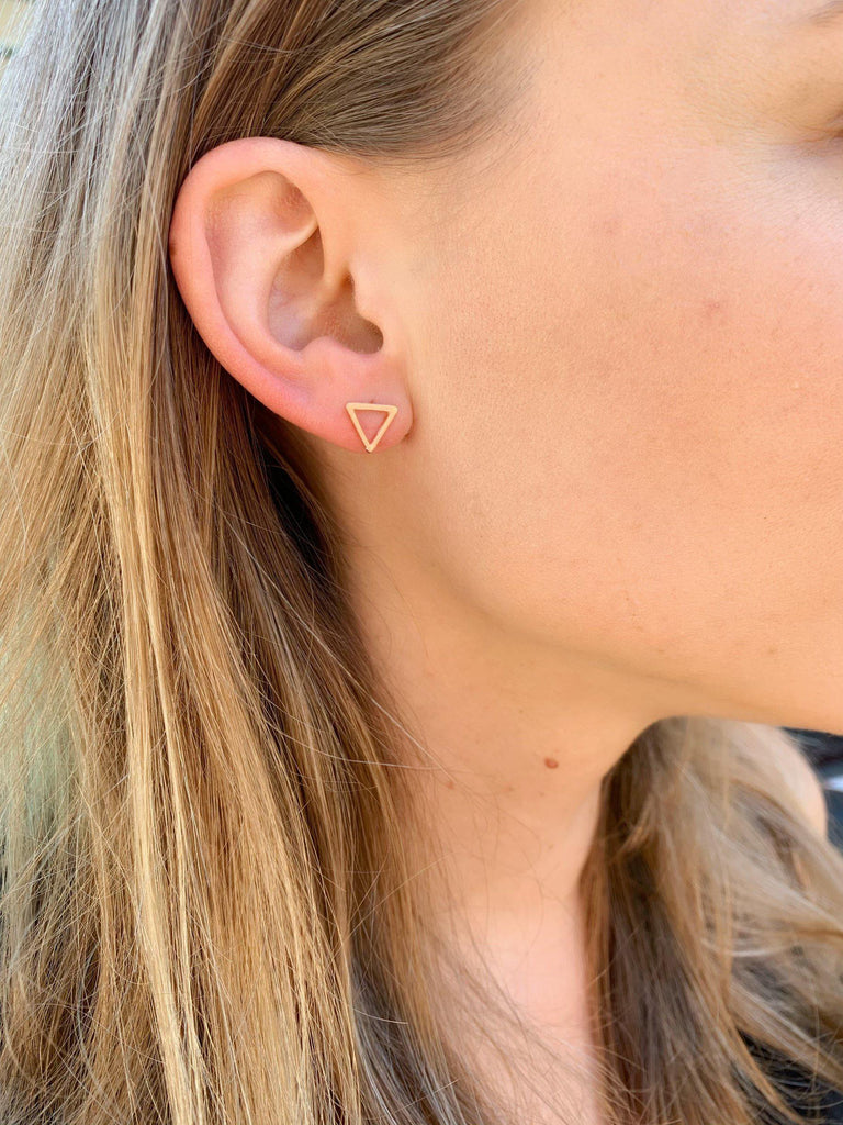 Geometric Triangle Studs in Rose Gold-Earrings-Waffles & Honey Jewelry-Waffles & Honey Jewelry