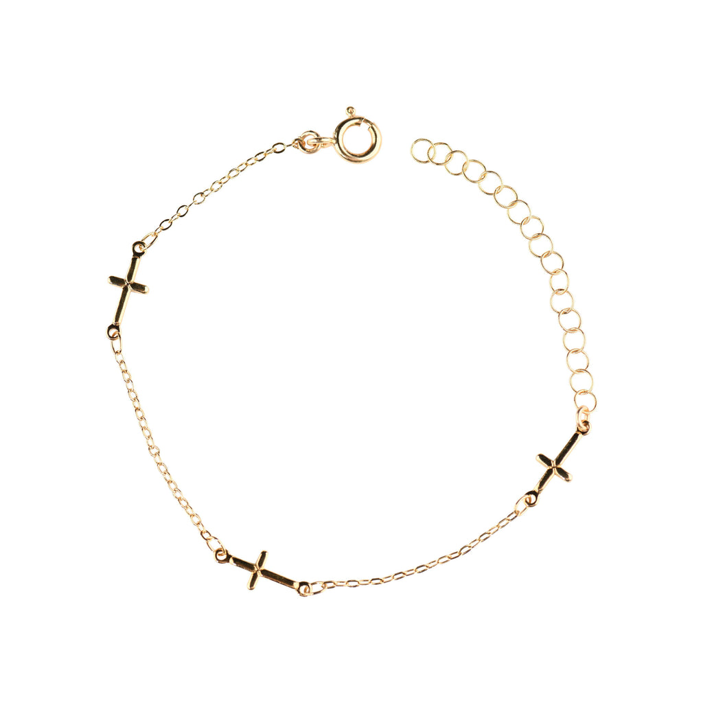 Gold Cross Bracelet-bracelet-Waffles & Honey Jewelry-Waffles & Honey Jewelry