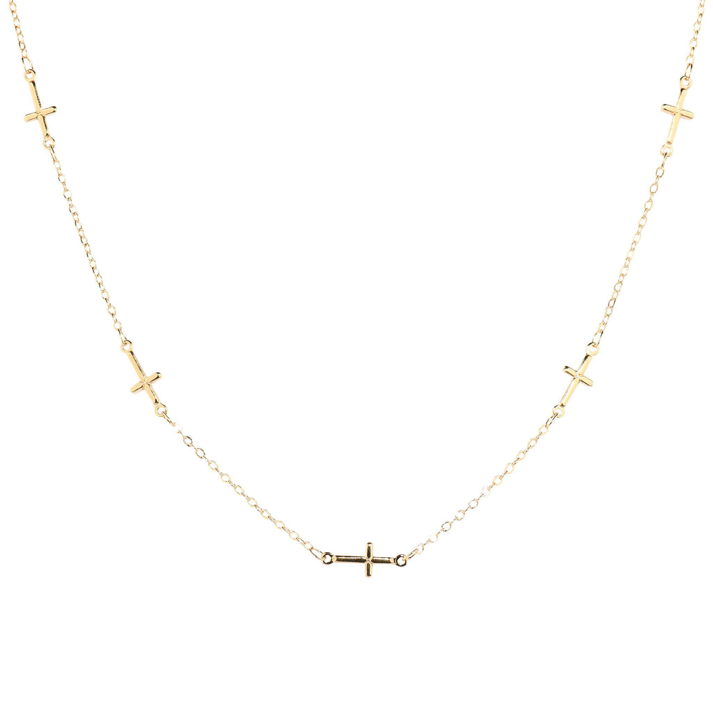 Gold Cross Choker-Necklaces-Waffles & Honey Jewelry-Waffles & Honey Jewelry