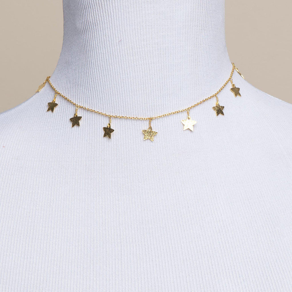 Gold Star Choker-Necklaces-Waffles & Honey Jewelry-Waffles & Honey Jewelry