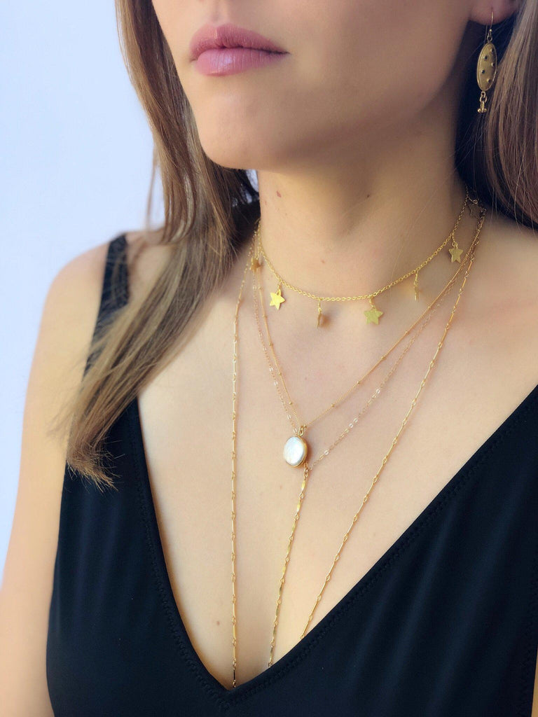 Gold Star Choker-Necklaces-Waffles & Honey Jewelry-Waffles & Honey Jewelry