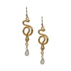 Opal Snake Earrings in Gold - Waffles & Honey Jewelry