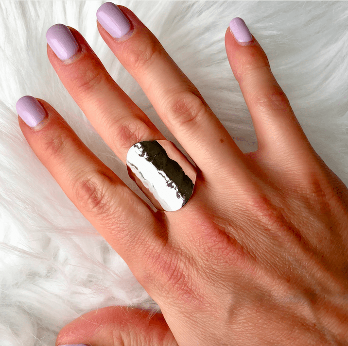 Hammered Silver Shield Ring-Rings-Waffles & Honey Jewelry-Waffles & Honey Jewelry
