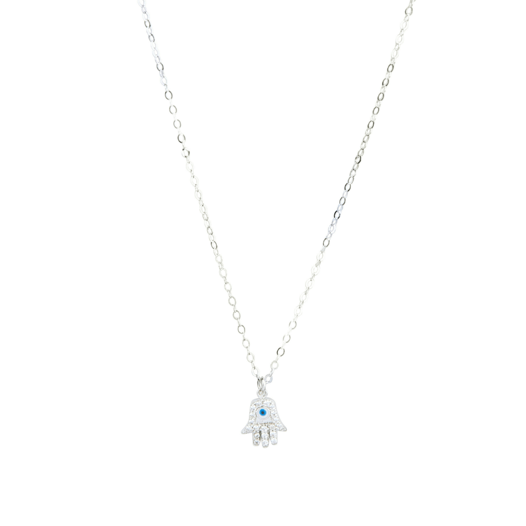 Hamsa Necklace in Silver-Necklaces-Waffles & Honey Jewelry-Waffles & Honey Jewelry