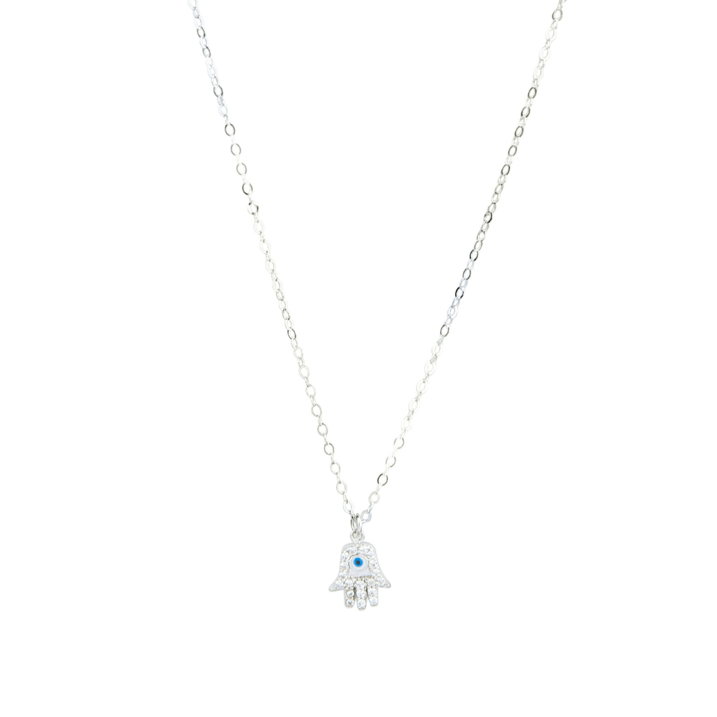 Hamsa Necklace in Silver-Necklaces-Waffles & Honey Jewelry-Waffles & Honey Jewelry