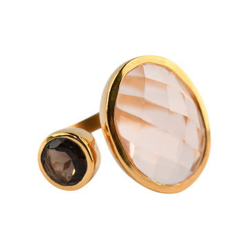 Hugging Ring in Morganite & Smoky Quartz-Rings-Waffles & Honey Jewelry-Waffles & Honey Jewelry