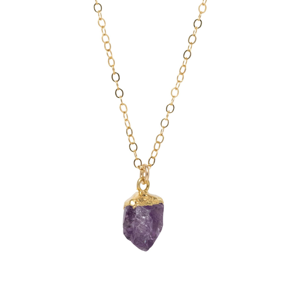 Rough Cut Birthstone Necklace in Gold