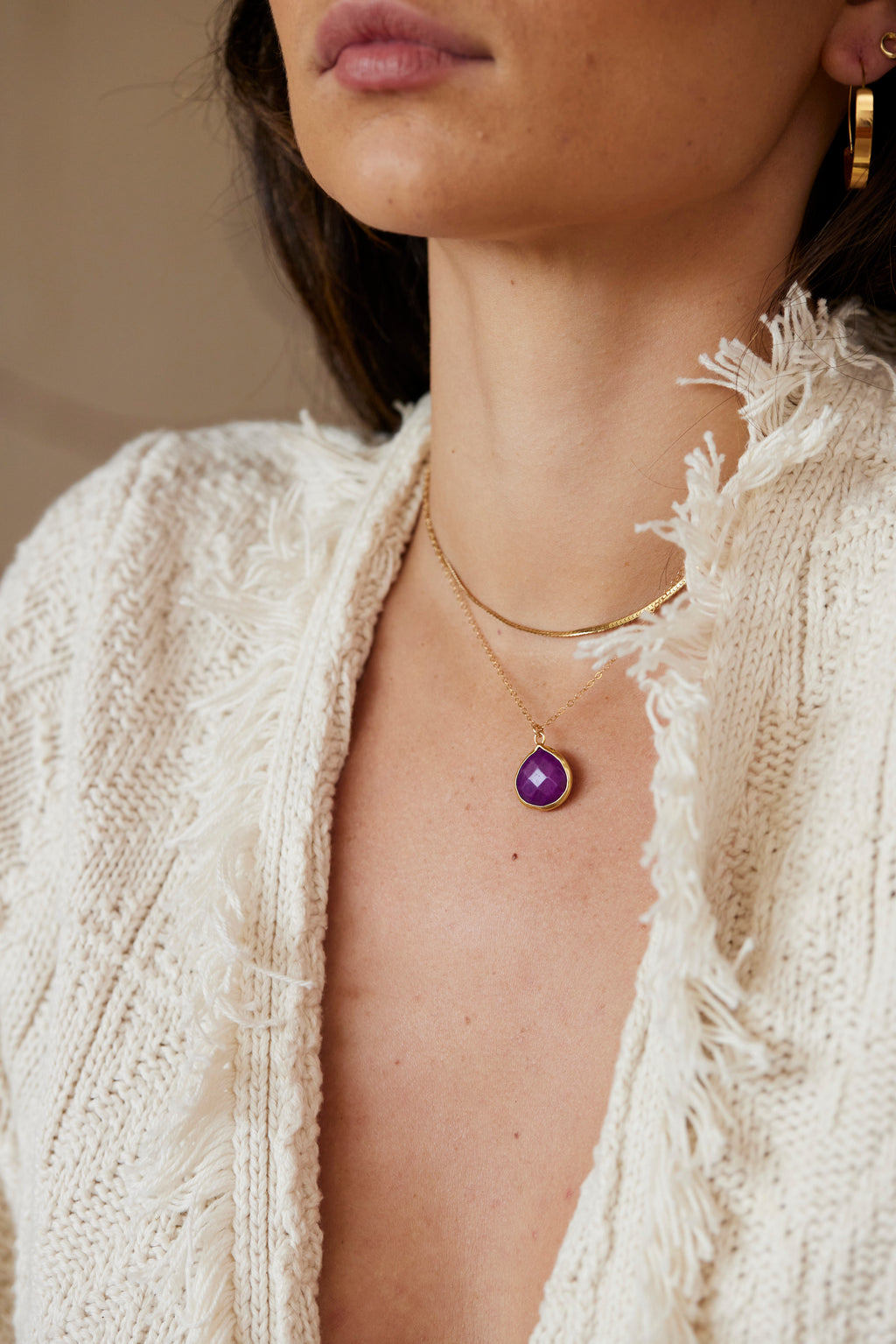 Plum Jasper Teardrop Necklace