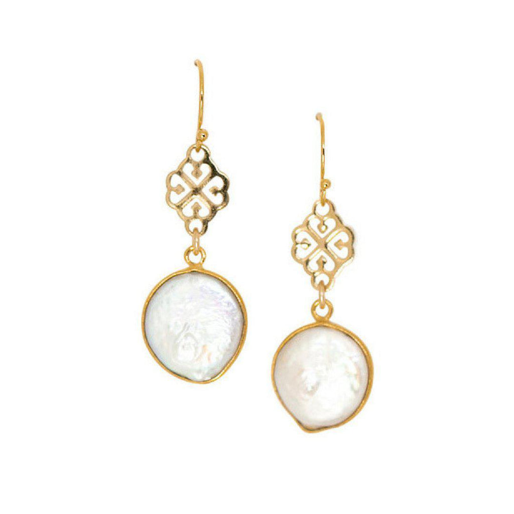 Kate Earrings in Pearl-Earrings-Waffles & Honey Jewelry-Waffles & Honey Jewelry