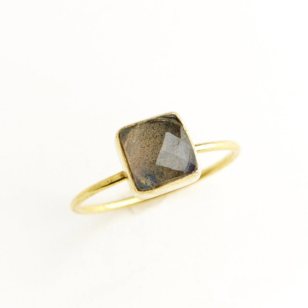 Labradorite Square Stacking Ring-Rings-Waffles & Honey Jewelry-Waffles & Honey Jewelry