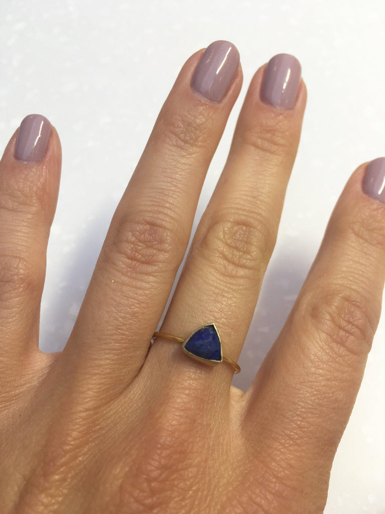 Lapis Triangle Stacking Ring-Rings-Waffles & Honey Jewelry-Waffles & Honey Jewelry