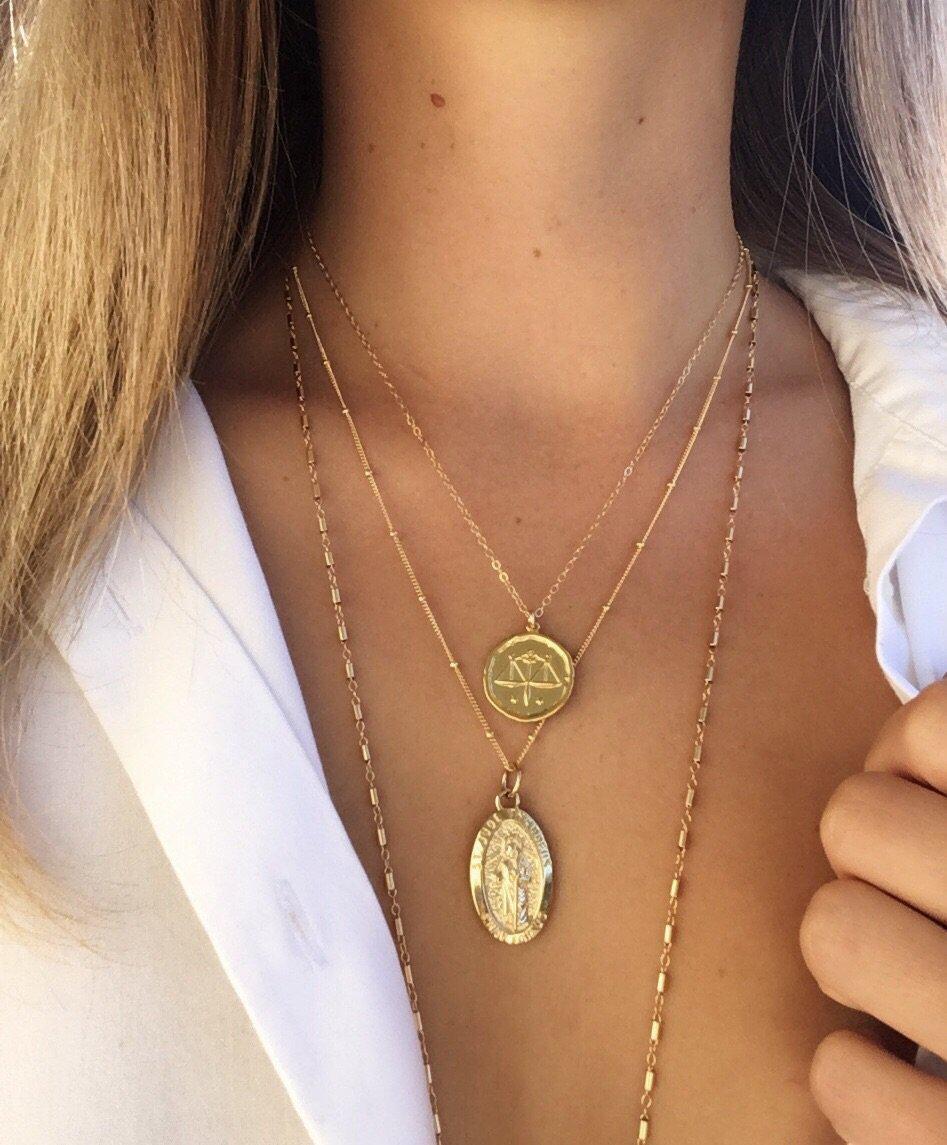 Libra Zodiac Necklace in Gold-Necklaces-Waffles & Honey Jewelry-Waffles & Honey Jewelry