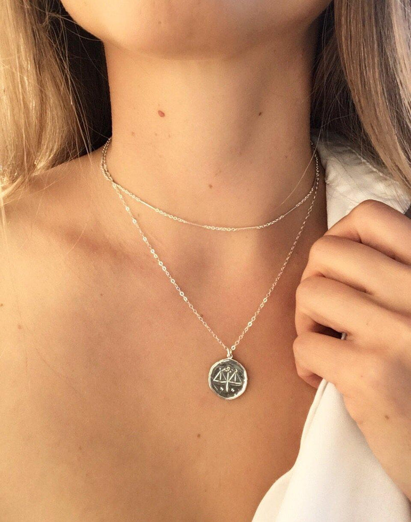 Libra Zodiac Necklace in Silver-Necklaces-Waffles & Honey Jewelry-Waffles & Honey Jewelry