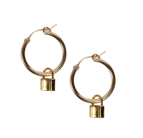 Lock Hoops in Gold-Earrings-Waffles & Honey Jewelry-Waffles & Honey Jewelry