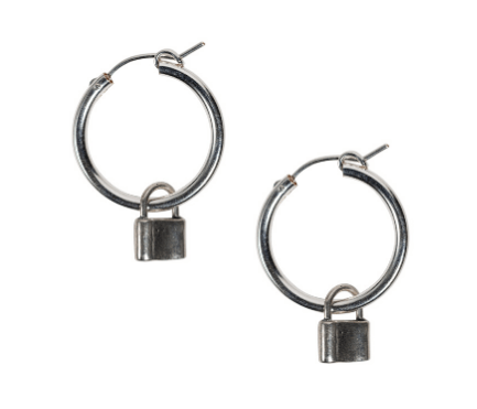 Lock Hoops in Silver-Earrings-Waffles & Honey Jewelry-Waffles & Honey Jewelry