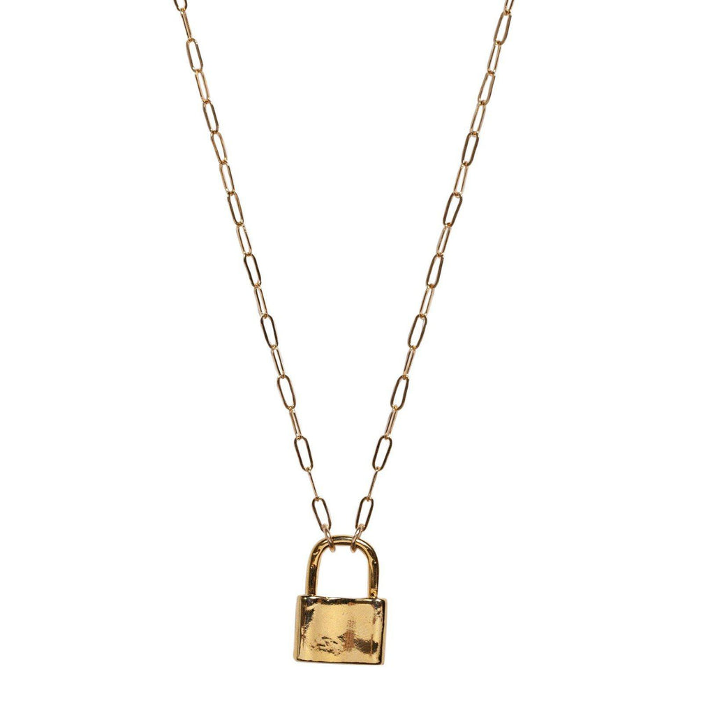 Lock Necklace in Gold-Necklaces-Waffles & Honey Jewelry-Waffles & Honey Jewelry