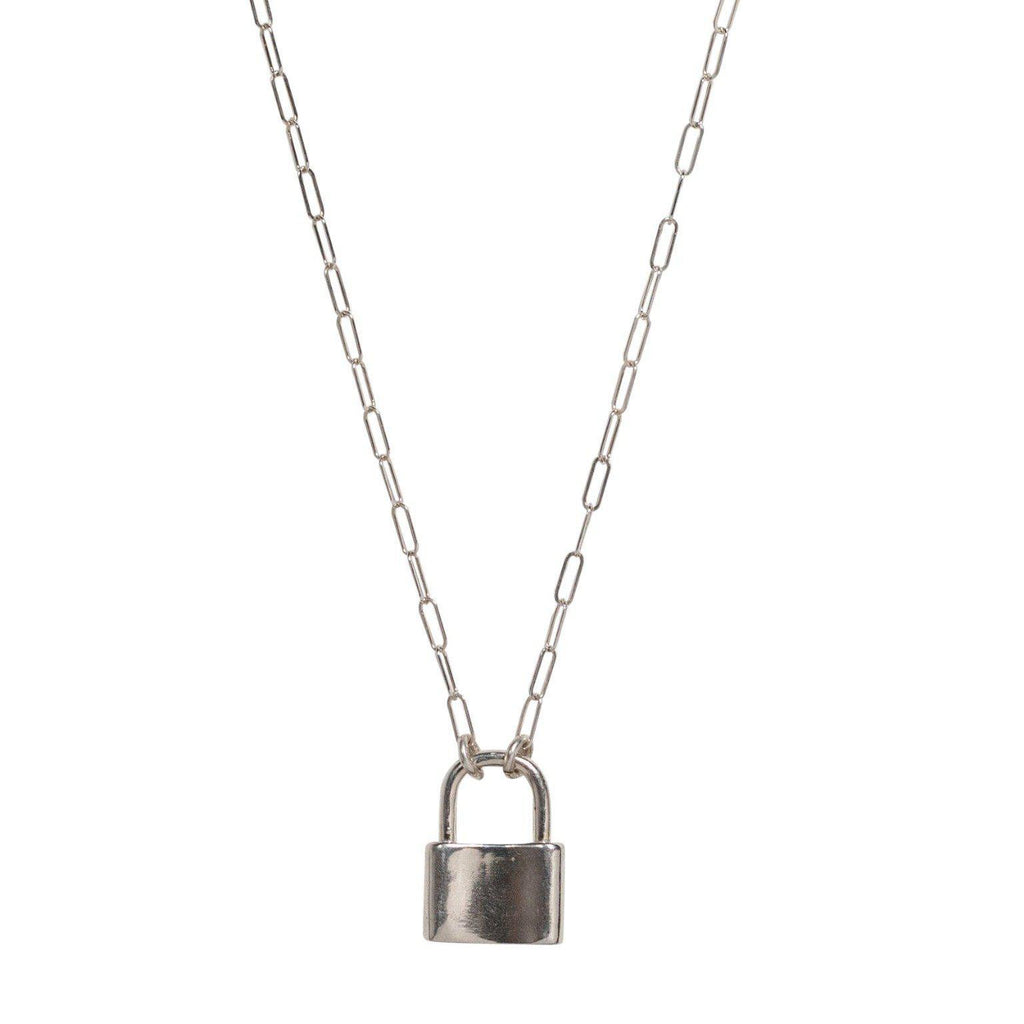 Lock Necklace in Silver-Necklaces-Waffles & Honey Jewelry-Waffles & Honey Jewelry