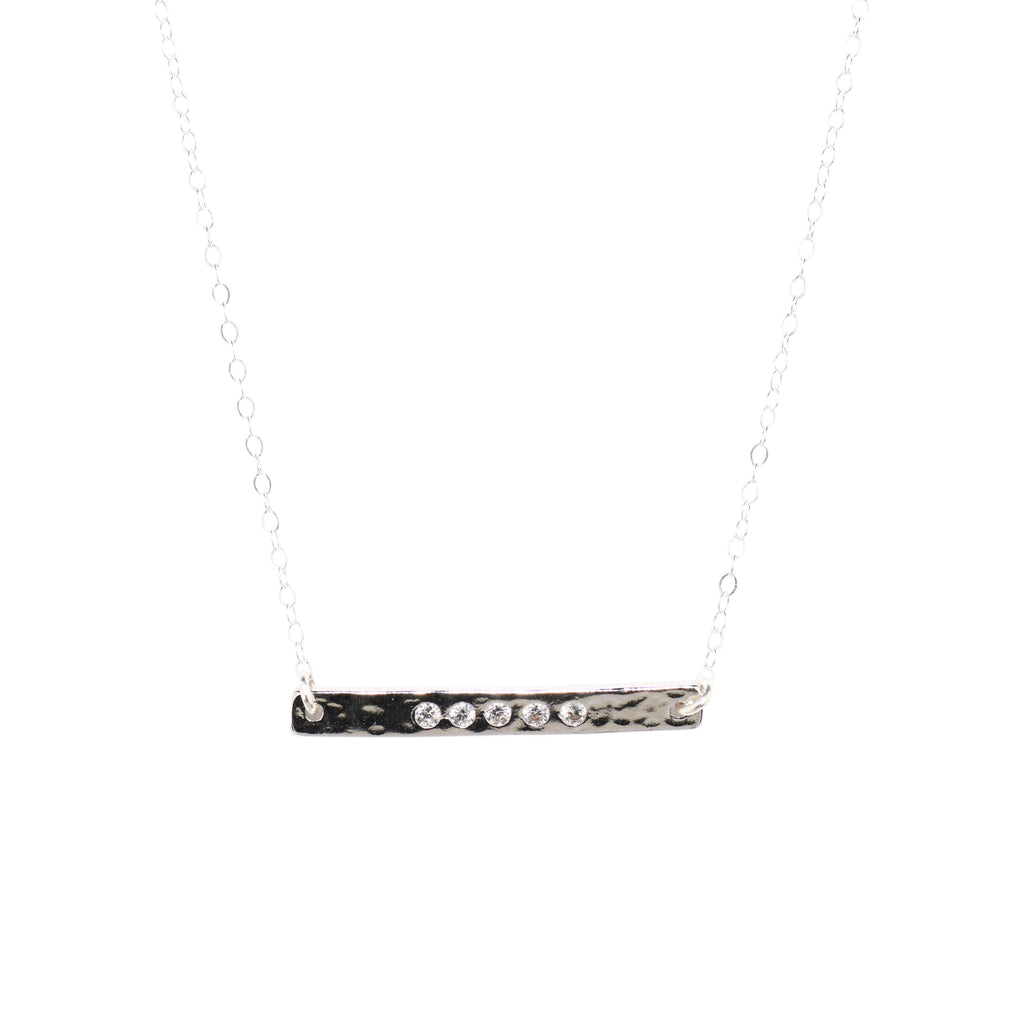 Long Bar Necklace in Silver-Necklaces-Waffles & Honey Jewelry-Waffles & Honey Jewelry