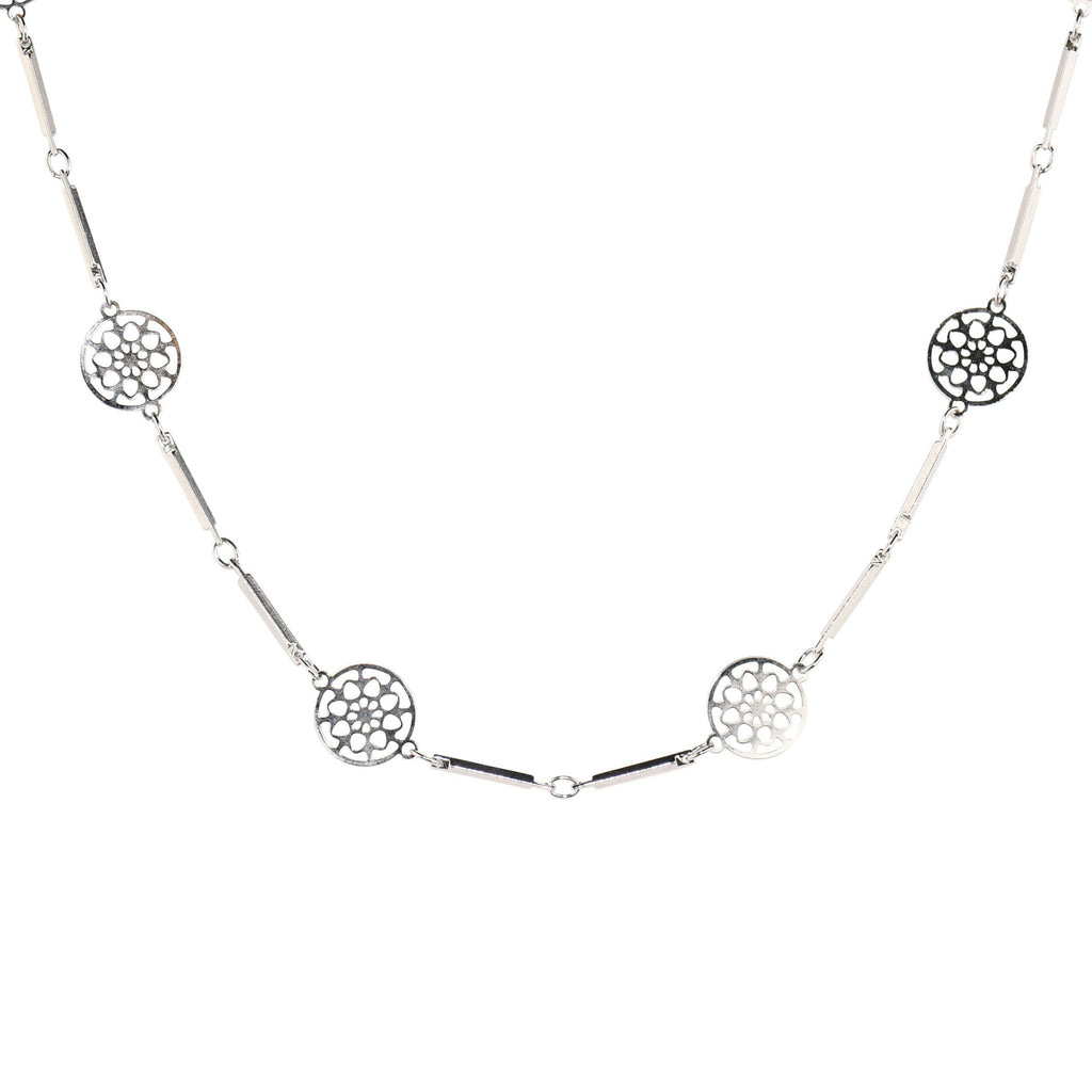 Long Mandala Necklace in Silver-Necklaces-Waffles & Honey Jewelry-Waffles & Honey Jewelry