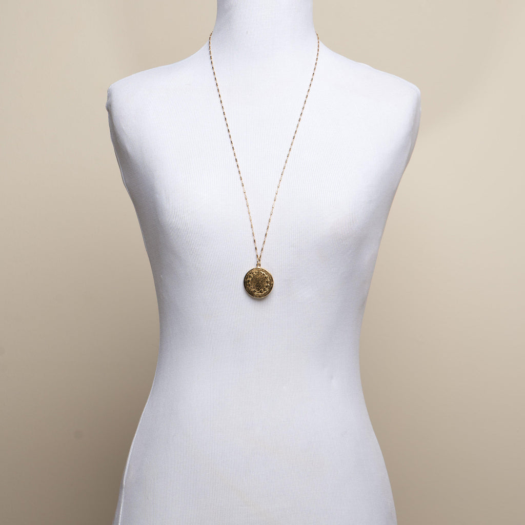Long Roman Coin Necklace-Necklaces-Waffles & Honey Jewelry-Waffles & Honey Jewelry