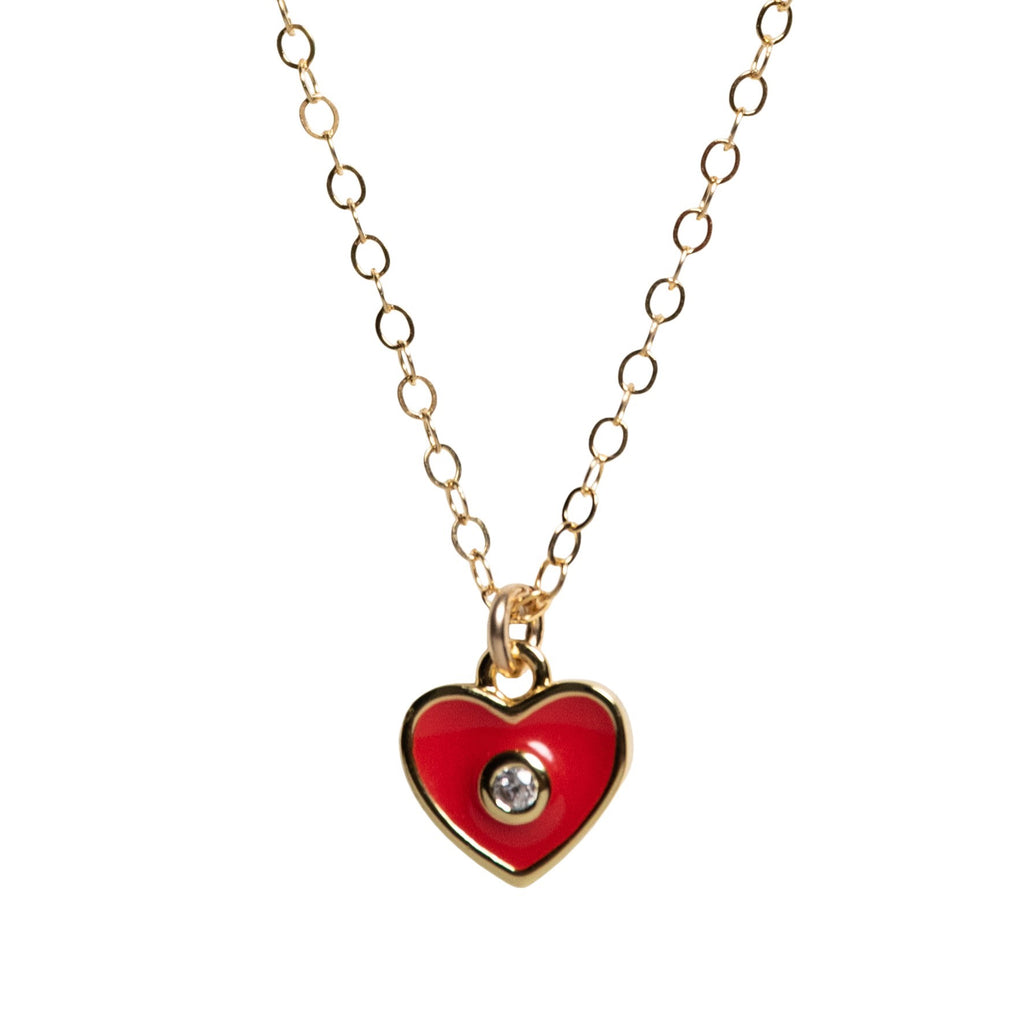 Love You Heart Necklace in Red
