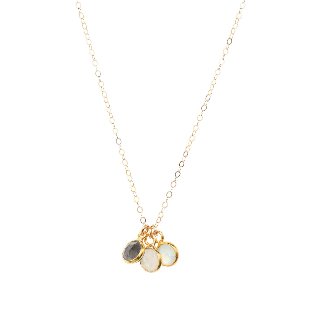 Lucia Triple Gemstone Necklace-Necklaces-Waffles & Honey Jewelry-Waffles & Honey Jewelry