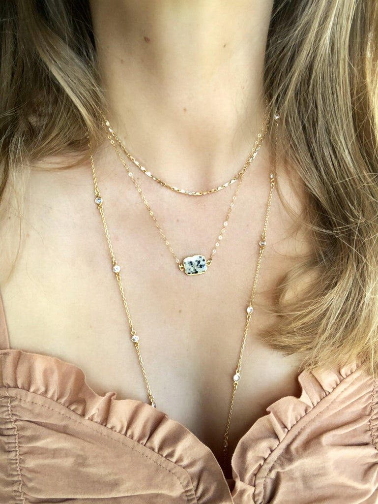 Madeline Necklace in Dalmation Jasper-Necklaces-Waffles & Honey Jewelry-Waffles & Honey Jewelry