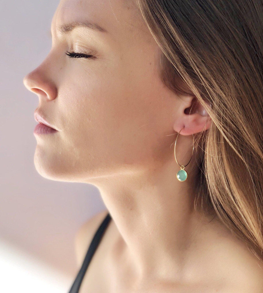 Margi Hoops in Chalcedony-Earrings-Waffles & Honey Jewelry-Waffles & Honey Jewelry