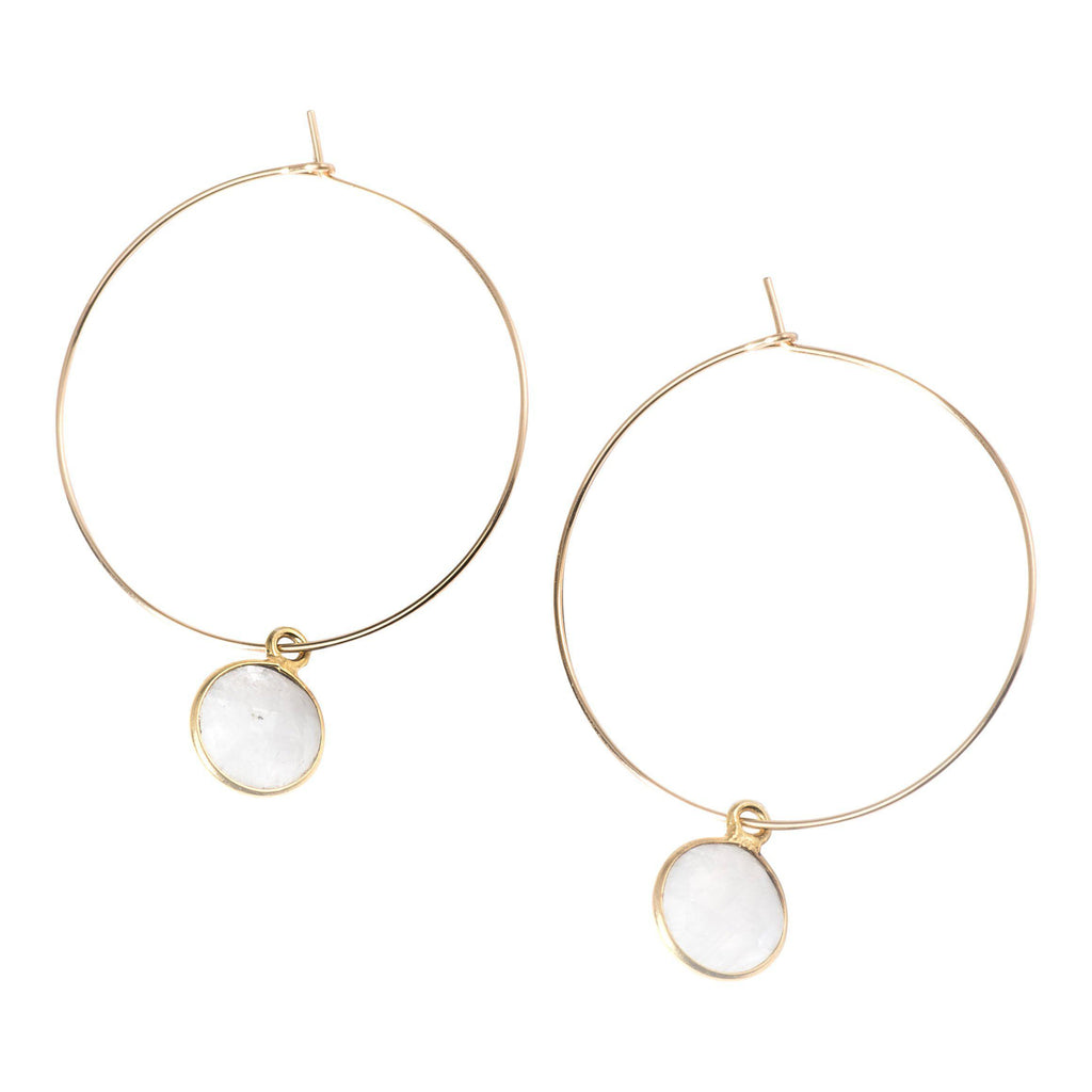 Margi Hoops in Moonstone-Earrings-Waffles & Honey Jewelry-Waffles & Honey Jewelry