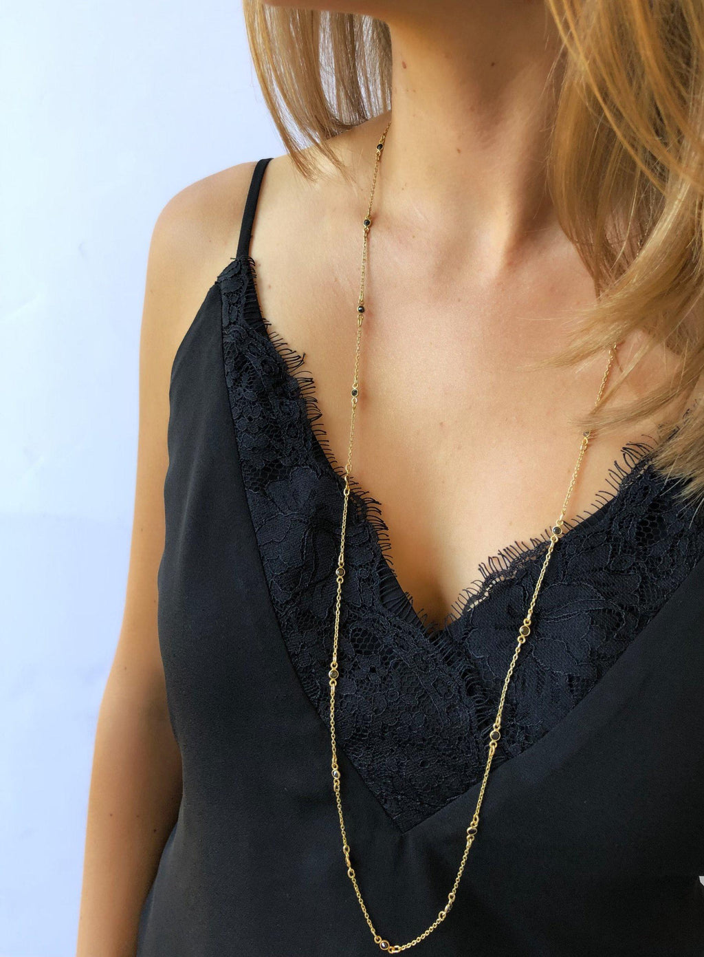 Maxie Necklace in Onyx-Necklaces-Waffles & Honey Jewelry-Waffles & Honey Jewelry