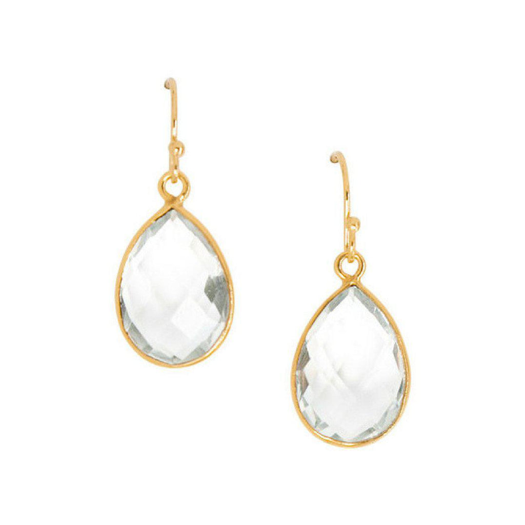 Mini Teardrop Earrings in Crystal Quartz-Earrings-Waffles & Honey Jewelry-Waffles & Honey Jewelry