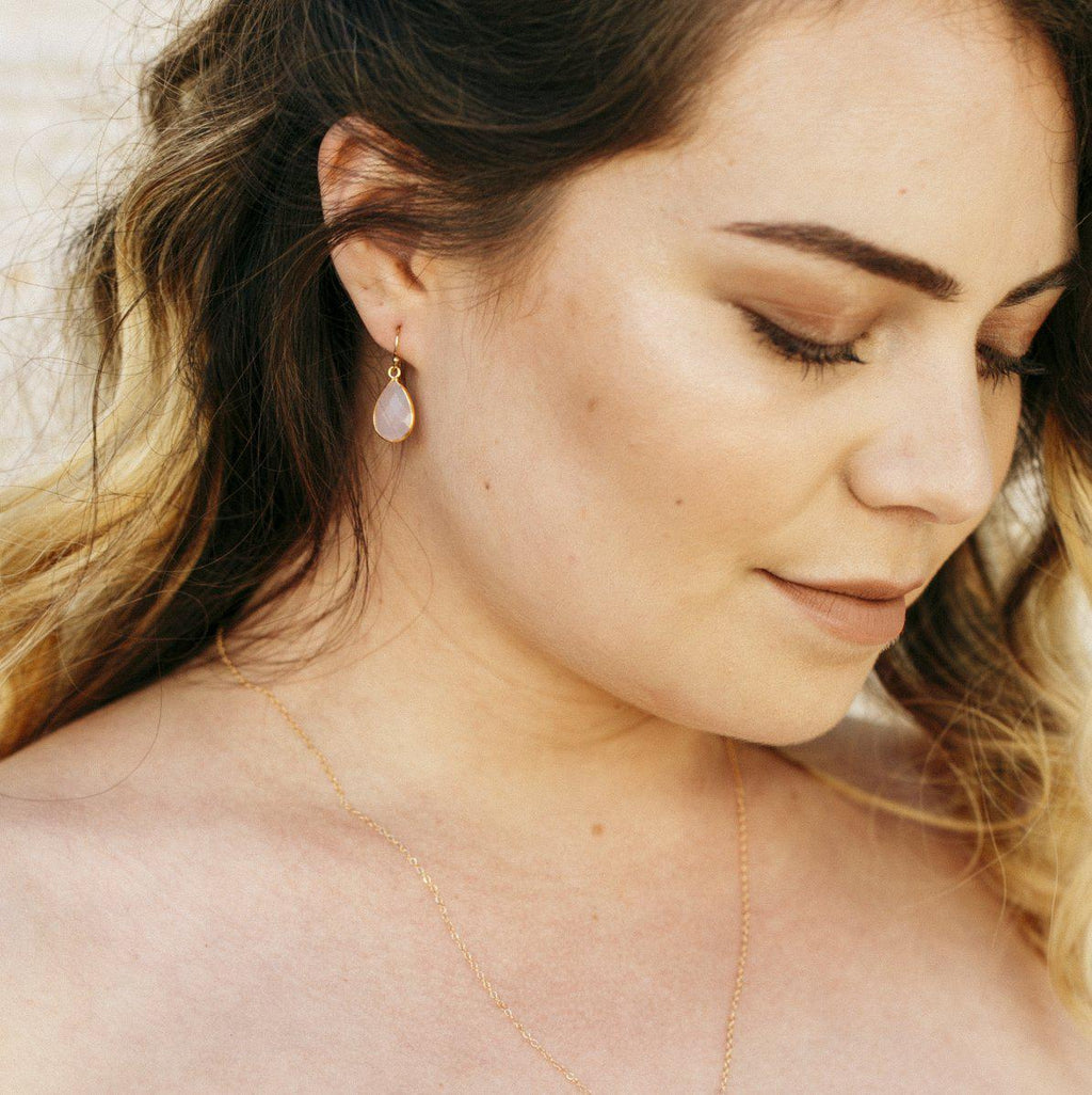 Mini Teardrop Earrings in Moonstone-Earrings-Waffles & Honey Jewelry-Waffles & Honey Jewelry