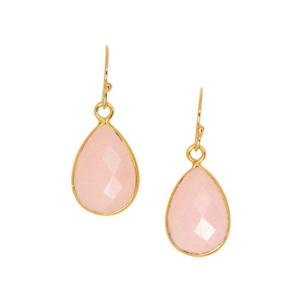 Mini Teardrop Earrings in Rose Quartz-Earrings-Waffles & Honey Jewelry-Waffles & Honey Jewelry