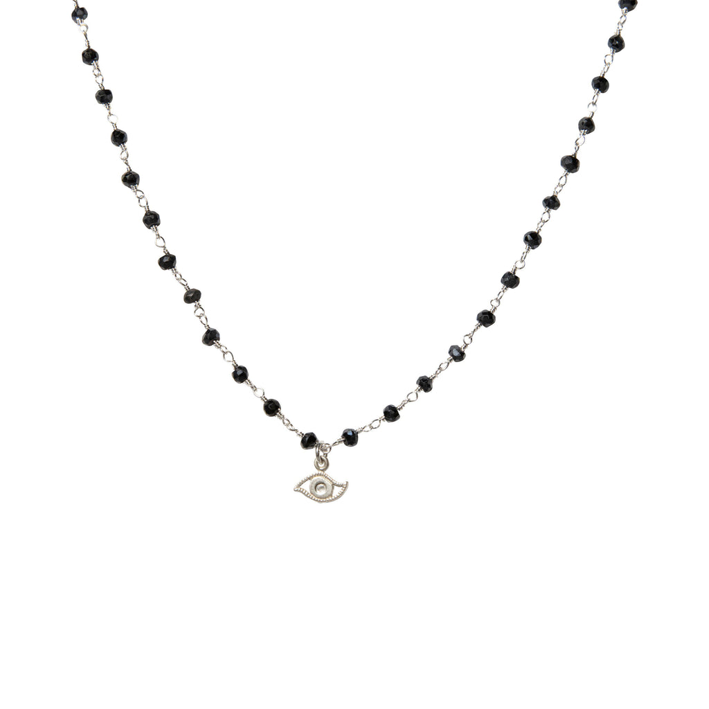 Monica Rosary Evil Eye Choker in Silver-Necklaces-Waffles & Honey Jewelry-Waffles & Honey Jewelry