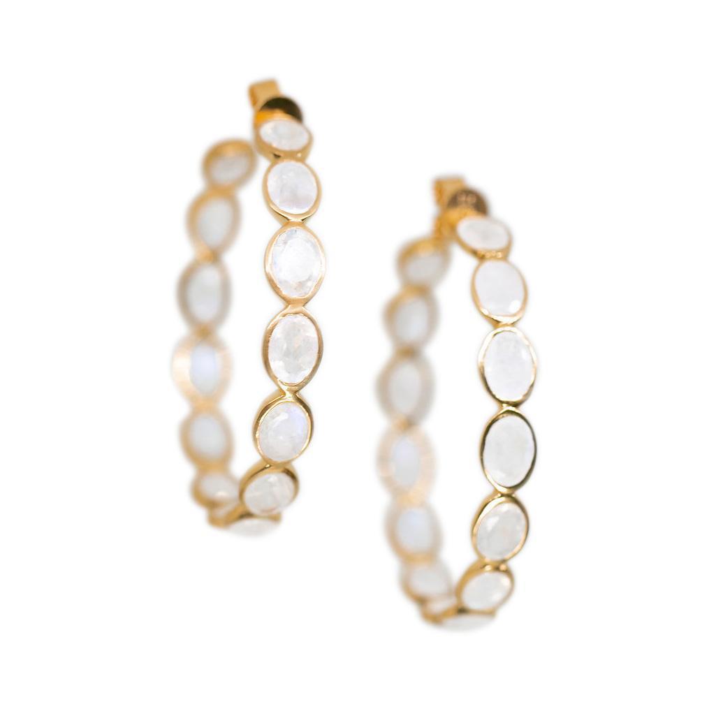 Moonstone Hoops-Earrings-Waffles & Honey Jewelry-Waffles & Honey Jewelry