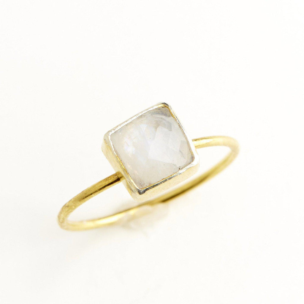 Moonstone Square Stacking Ring-Rings-Waffles & Honey Jewelry-Waffles & Honey Jewelry