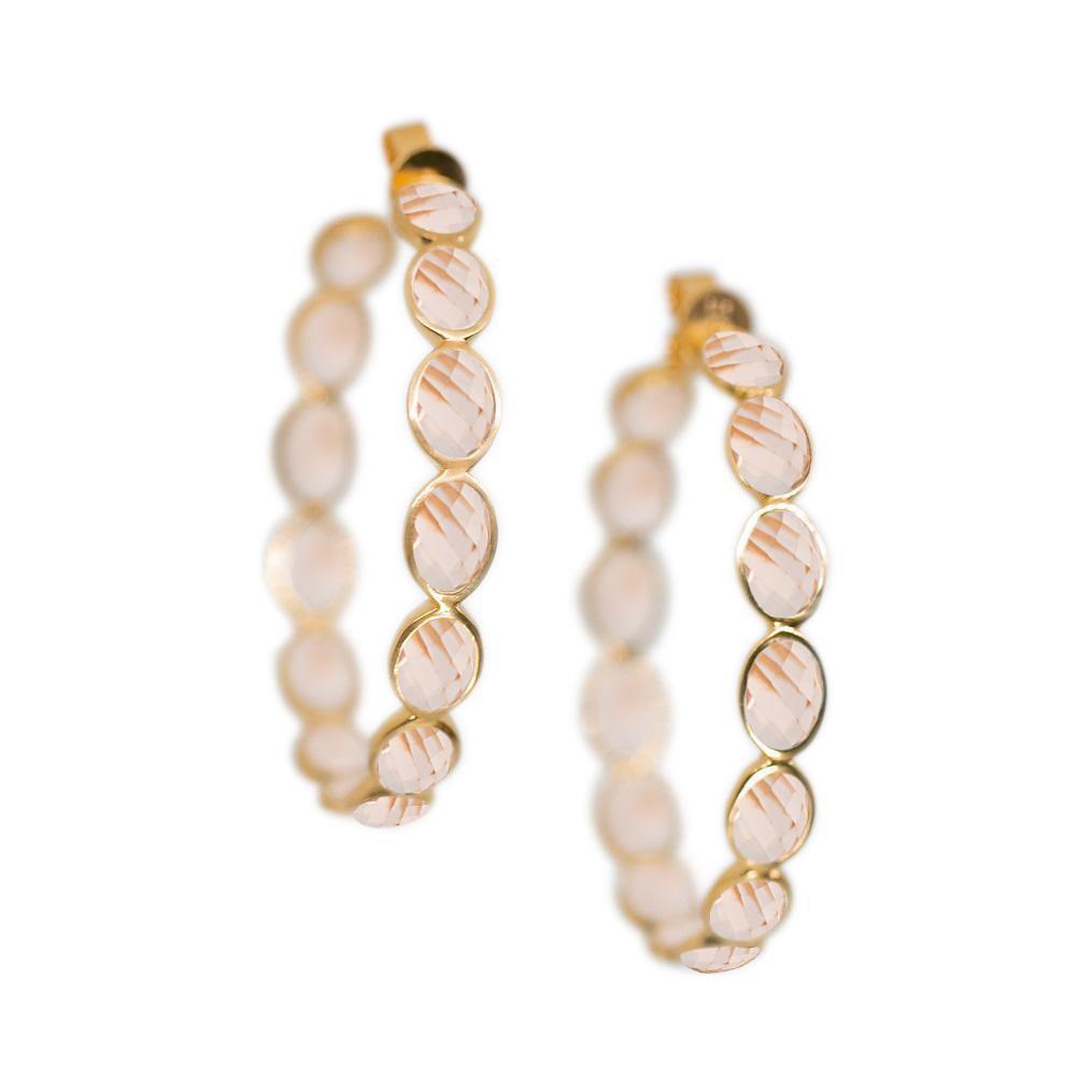 Morganite Hoops-Earrings-Waffles & Honey Jewelry-Waffles & Honey Jewelry