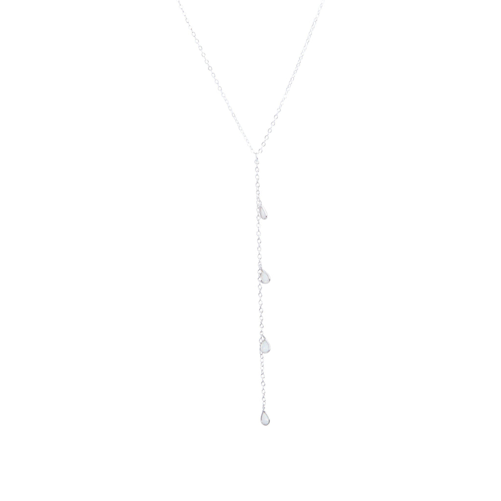 Opal Lariat in Silver-Necklaces-Waffles & Honey Jewelry-Waffles & Honey Jewelry