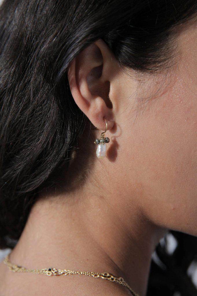Pearl and Pyrite Keepsake Earrings-Earrings-Waffles & Honey Jewelry-Waffles & Honey Jewelry