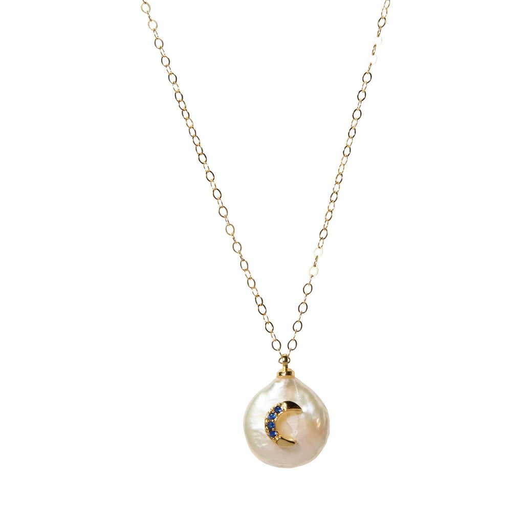 Pearl & Moon Necklace-Necklaces-Waffles & Honey Jewelry-Waffles & Honey Jewelry