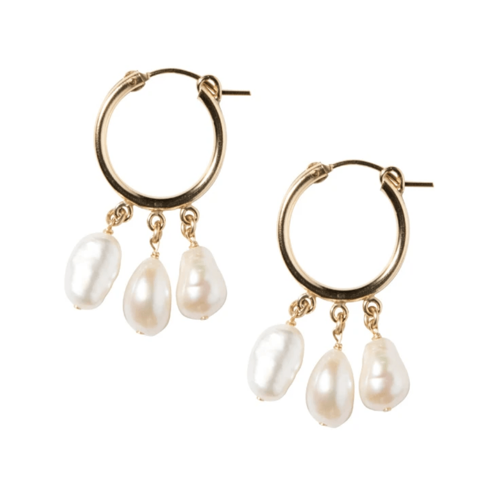 Pearl Shaker Hoops in Gold-Earrings-Waffles & Honey Jewelry-Waffles & Honey Jewelry