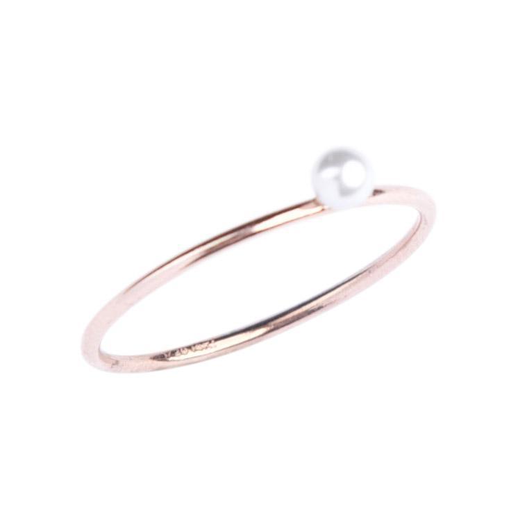 Pearl Stacking Ring in Rose Gold-Rings-Waffles & Honey Jewelry-Waffles & Honey Jewelry