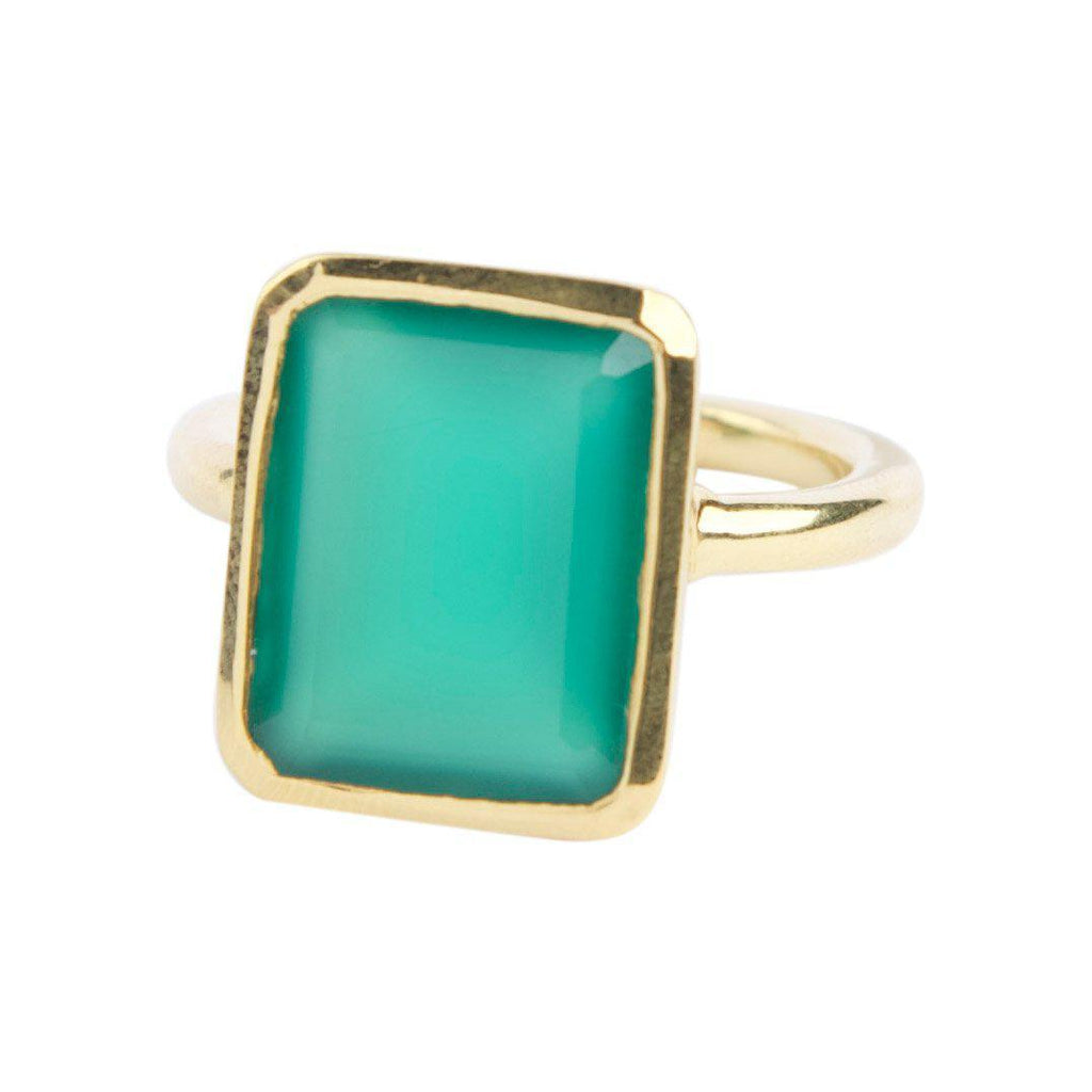 Rectangle Ring in Green Onyx-Rings-Waffles & Honey Jewelry-Waffles & Honey Jewelry