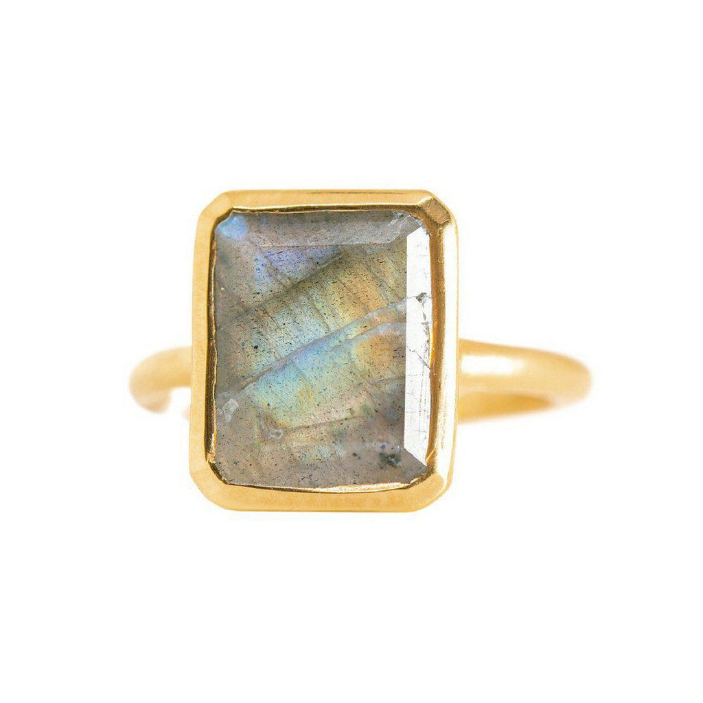 Rectangle Ring in Labradorite-Rings-Waffles & Honey Jewelry-Waffles & Honey Jewelry